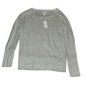 White house black market size medium gray banded bottom knit top NWT